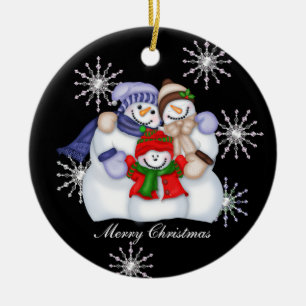 Snowman Weihnachten Schneeflocken Keramikornament