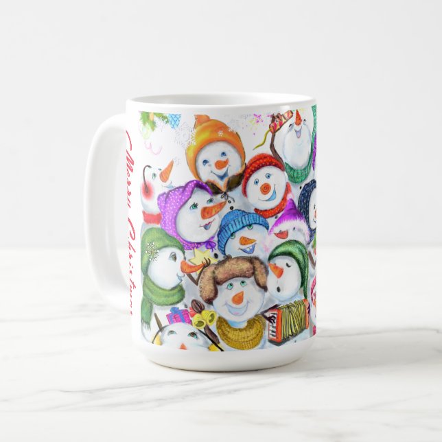 Snowman Weihnachts-Party-Tasse Kaffeetasse (Vorderseite Links)