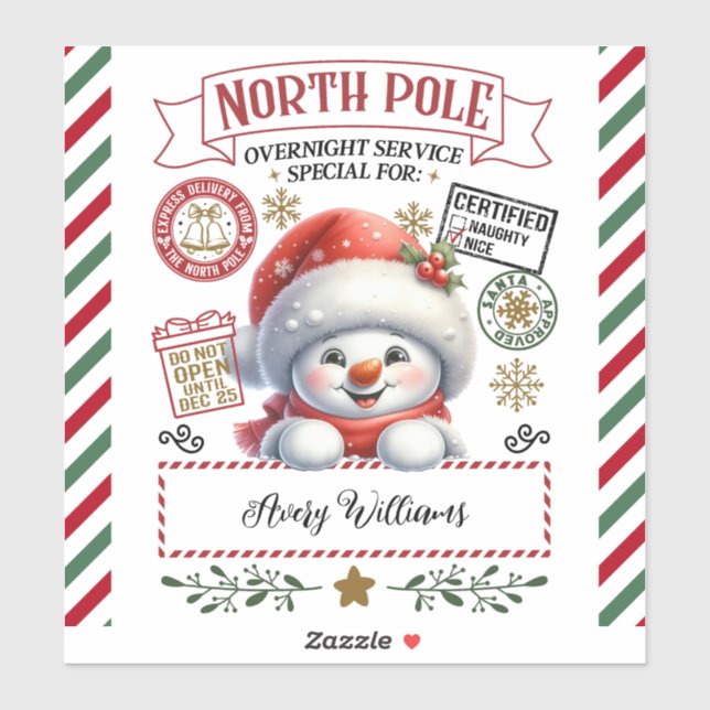 Snowman Weihnachts-Sonderlieferung von Sant Aufkleber (Blatt)