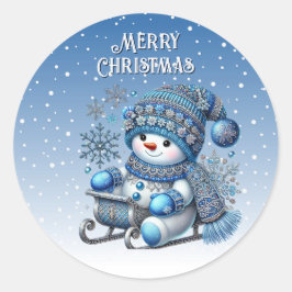 Snowman-Weihnachtsaufkleber Runder Aufkleber