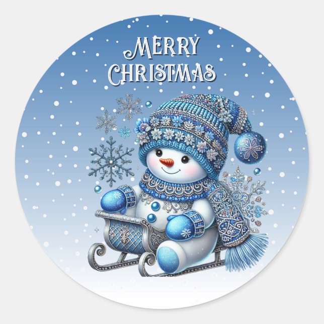 Snowman-Weihnachtsaufkleber Runder Aufkleber (Vorderseite)