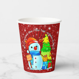 Snowman Weihnachtsbaum präsentiert Jahr Text rot Pappbecher