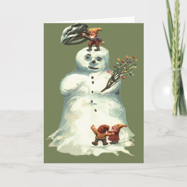 Snowman Weihnachtselfen Weihnachtslicht Feiertagskarte (Vorderseite)