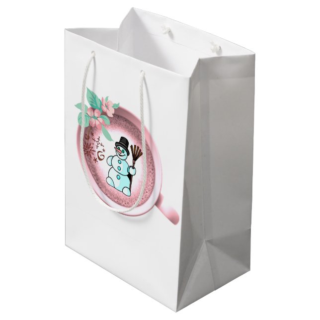 Snowman Weihnachtsgeschenktaschen Mittlere Geschenktüte (Rückseite Schrägansicht)