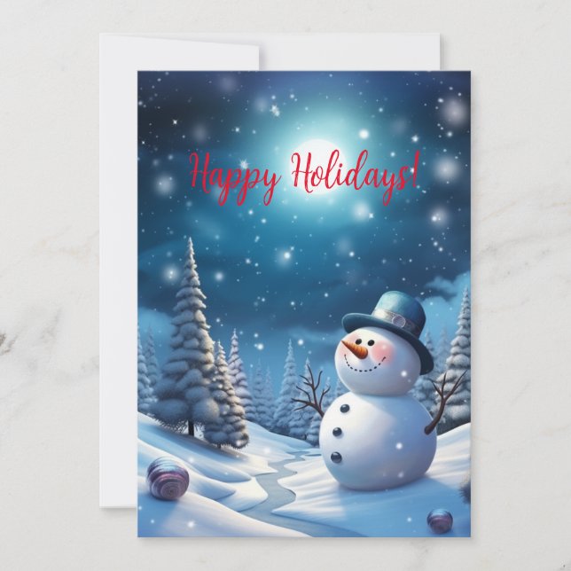 Snowman Weihnachtskarte lächeln Feiertagskarte (Vorderseite)