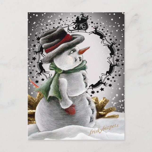 Snowman Weihnachtskarten Feiertagspostkarte (Vorderseite)