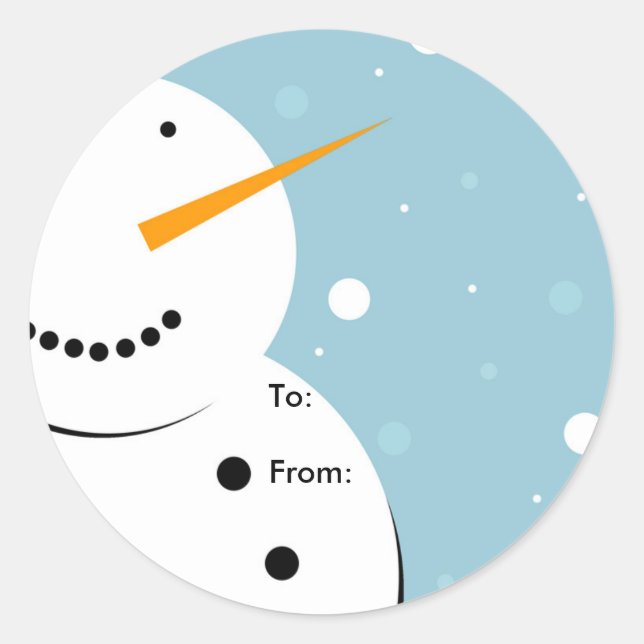 Snowman Weihnachtsmarke: Von: Runder Aufkleber (Vorderseite)