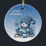 Snowman Weihnachtsschmuck<br><div class="desc">Schöne Sliding Snowman Weihnachtsfeiertag Ornament</div>