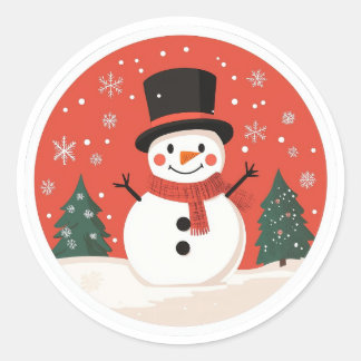 Snowman Weihnachtssticker | Feste Winterkleber Runder Aufkleber