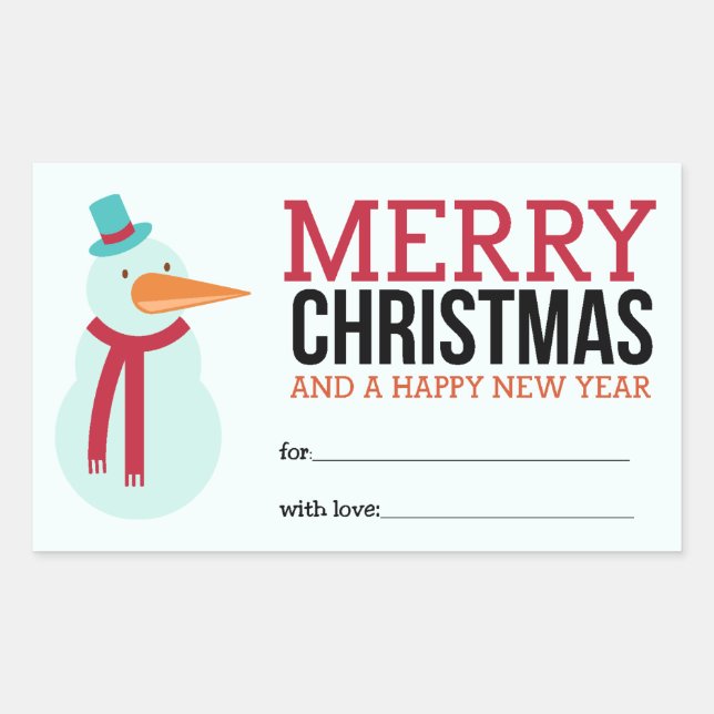 Snowman Weihnachtssticker Rechteckiger Aufkleber (Vorderseite)