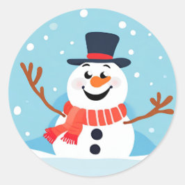 Snowman Weihnachtssticker Runder Aufkleber