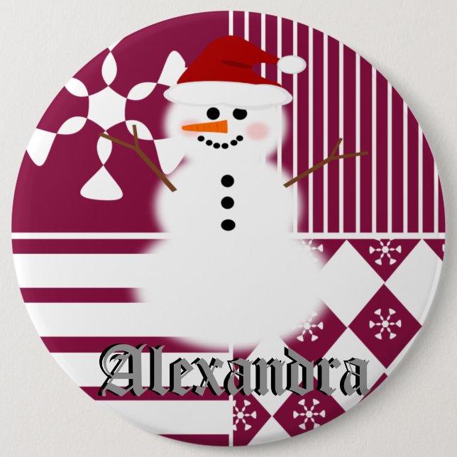 Snowman-WeihnachtsStrumpf-Namen-Umbau-Knöpfe Button (Vorderseite)