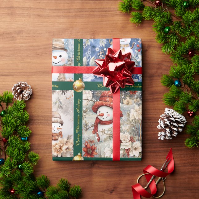 Snowman Weihnachtswrapping Paper mit Text Geschenkpapier (Feiertagsgeschenk)