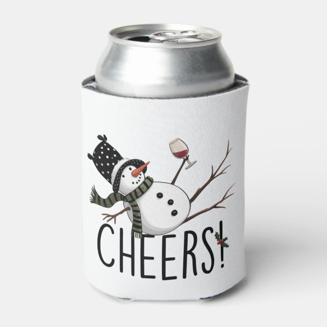 Snowman Wine Christmas Funny Drinking Wine Santa  Dosenkühler (Kanne Vorderseite)