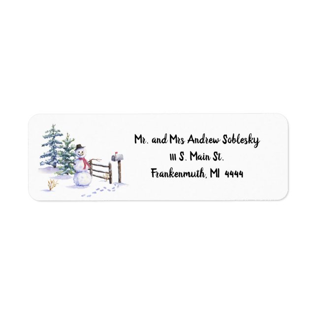 Snowman Winter Christmas Return Address Label (Vorne)