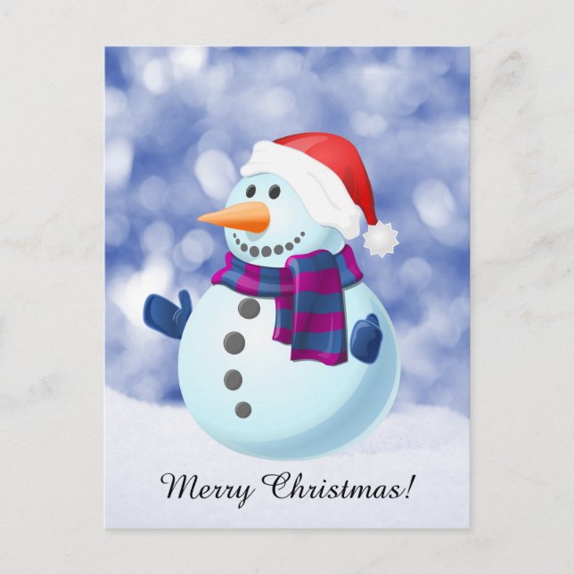 Snowman Winter Frohe Weihnachtsschnee Feiertagspostkarte (Vorderseite)