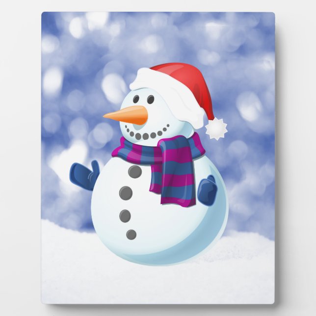 Snowman Winter Frohe Weihnachtsschnee Fotoplatte (Vorderseite)