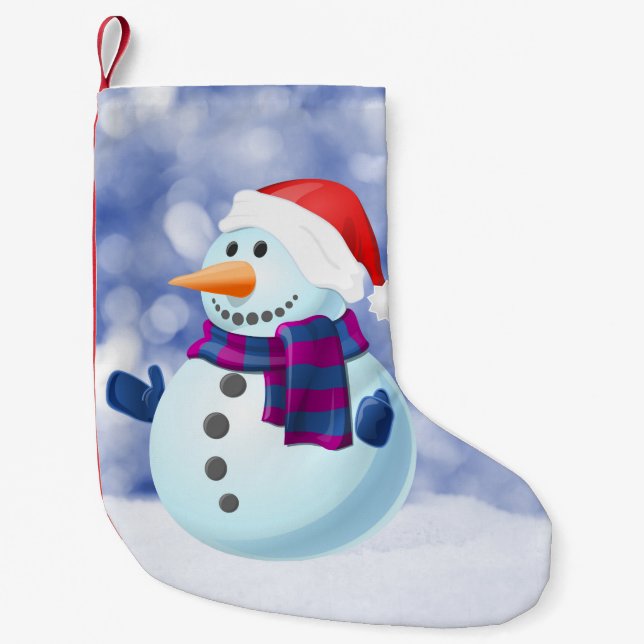 Snowman Winter Frohe Weihnachtsschnee Kleiner Weihnachtsstrumpf (Vorderseite)