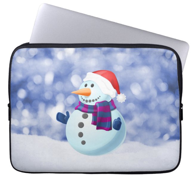 Snowman Winter Frohe Weihnachtsschnee Laptopschutzhülle (Vorderseite)