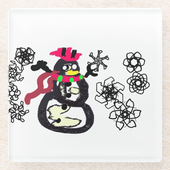 Snowman winter  glasuntersetzer (Vorderseite)
