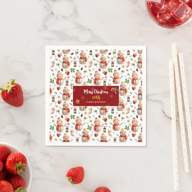 Snowman Winter Holiday - Merry Christmas Serviette (Beispiel)