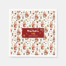 Snowman Winter Holiday - Merry Christmas Serviette