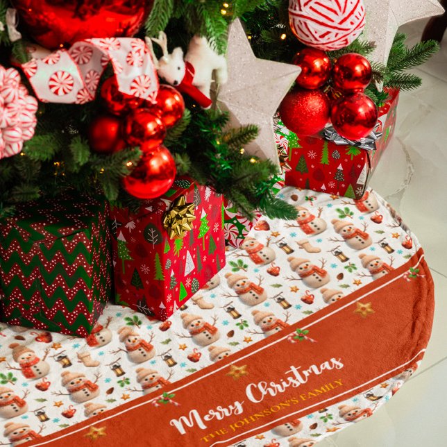 Snowman Winter Holidays - Merry Christmas Fleece Weihnachtsbaumdecke (Von Creator hochgeladen)