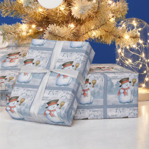 Snowman Winter Merry Typografie Weihnachten Geschenkpapier