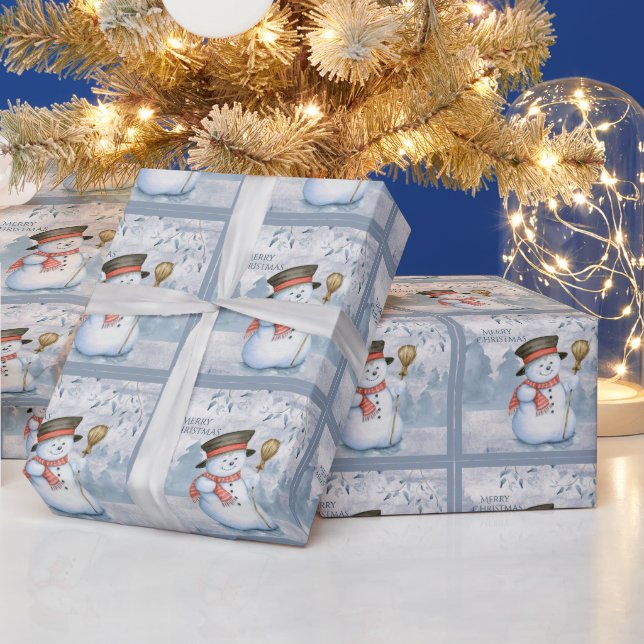 Snowman Winter Merry Typografie Weihnachten Geschenkpapier (Feiertage)