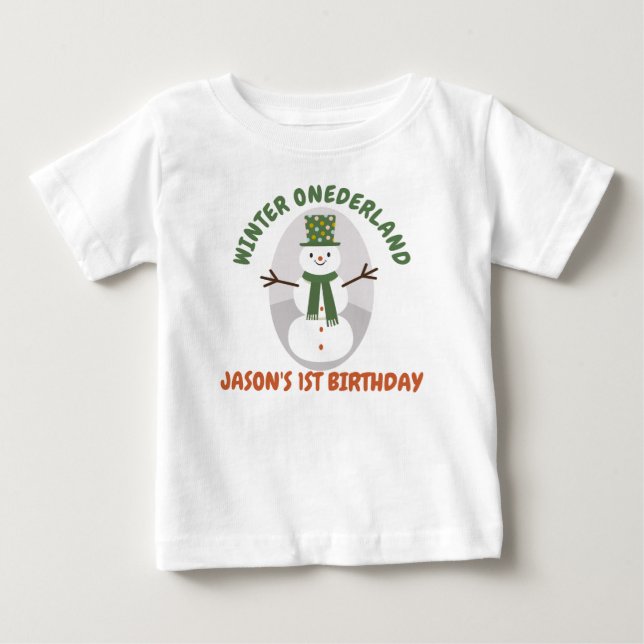Snowman Winter Onederland 1er Anniversaire T-shirt (Devant)