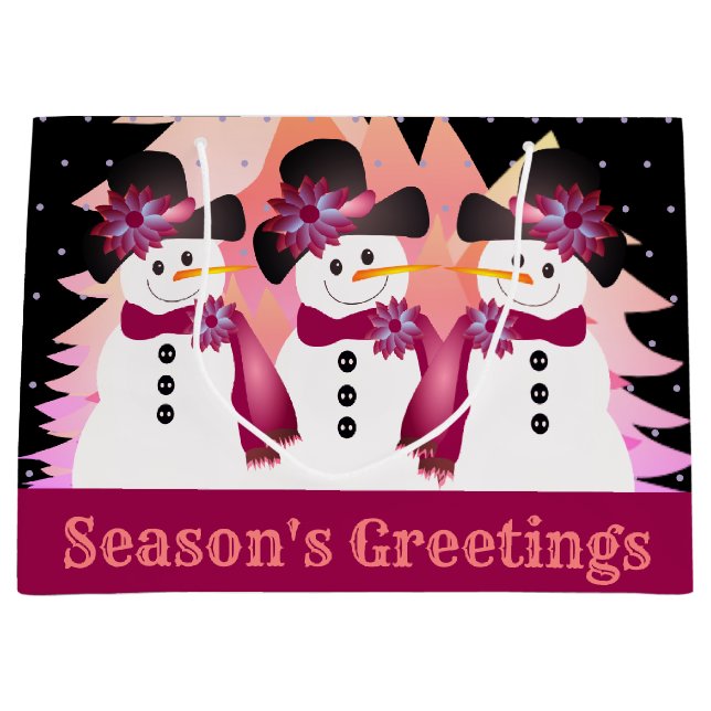 Snowman Winter Scene Große Geschenktüte (Vorderseite)