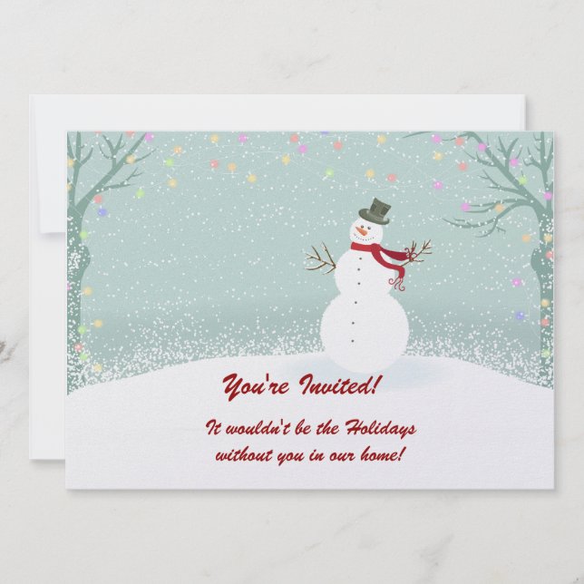 Snowman Winter Scene Holiday Party Einladungen (Vorderseite)