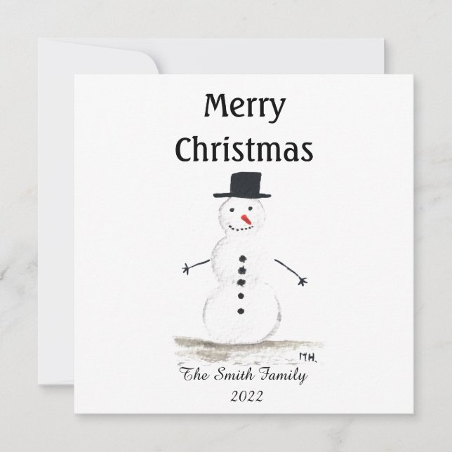 Snowman Winter Snowflake Retro Weihnachten Karte (Vorderseite)