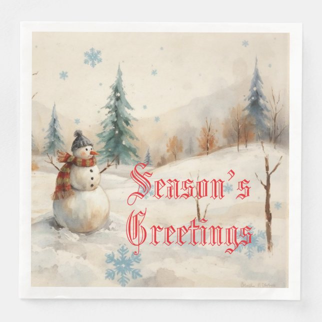 Snowman Winter-Themed Serviette (Vorderseite)