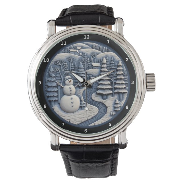 Snowman Winter Village River Armbanduhr (Vorderseite)