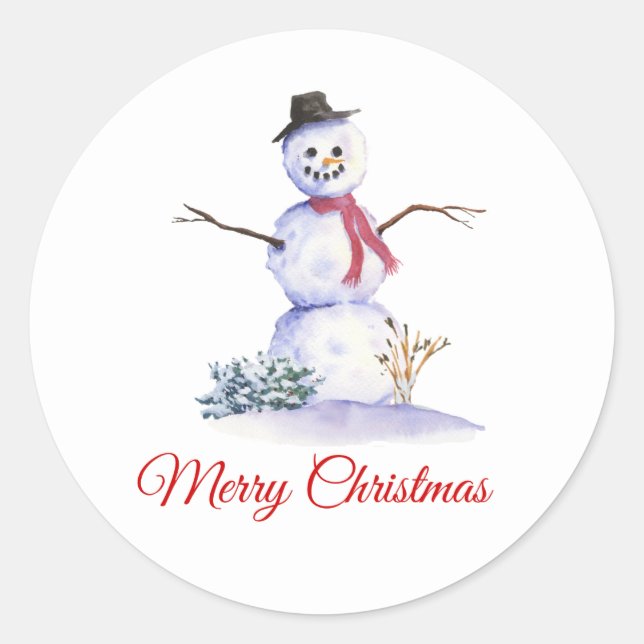 Snowman Winter Weihnachtskleber Runder Aufkleber (Vorderseite)