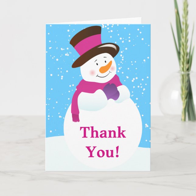 Snowman Winter Wonderland Geburtstag Danke Karte (Vorderseite)