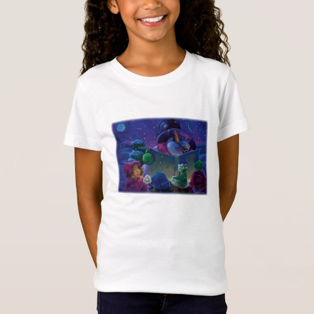 Snowman Wintertime Reading Art T-Shirt (Vorderseite)