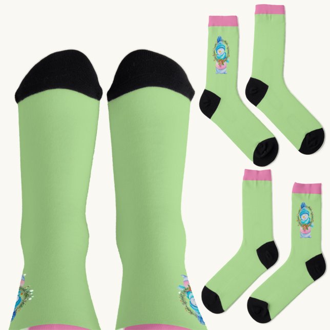 Snowman With Christmas Wreath Socken (Von Creator hochgeladen)