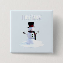 Snowman with hat and scarf. I Love Snow