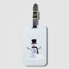 Snowman with hat and scarf. I Love Snow Gepäckanhänger