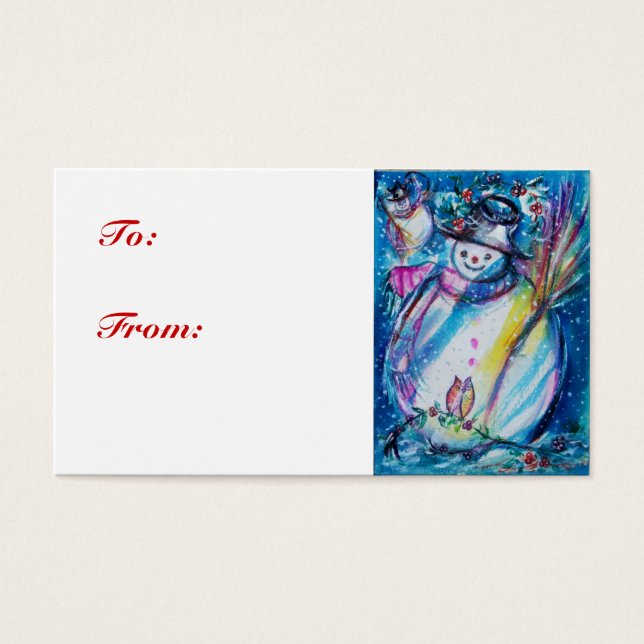 SNOWMAN With OWL, étiquette cadeau (Devant)