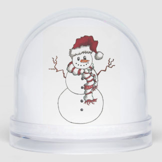 Snowman with Santa Hat Snow Globe Schneekugeln