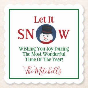 Snowman Wonderful Time Year PERSONALIZE Name Untersetzer