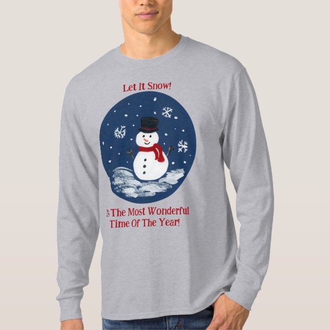 Snowman Wonderful Time Year PERSONALIZE T-Shirt (Vorderseite)