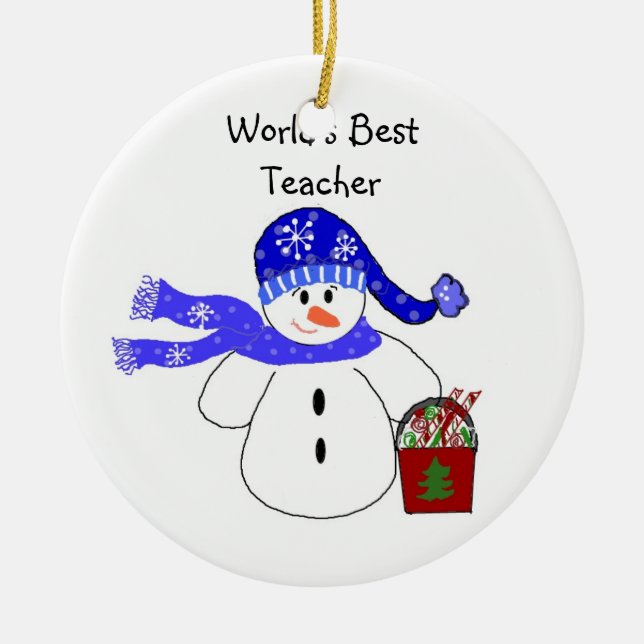 Snowman World's Best Teacher Keramik Ornament (Vorne)