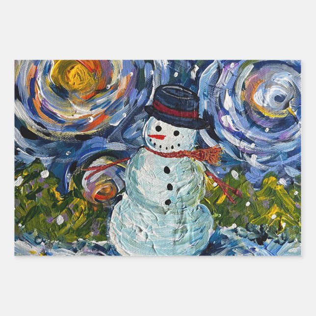 Snowman Wrapping Paper Sheets Geschenkpapier Set (Vorderseite)