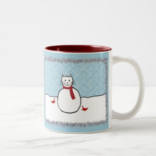 Snowmankitty-Tasse Zweifarbige Tasse