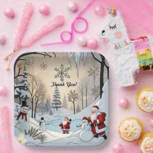 "Snowmans goldenes Lächeln" Pappteller