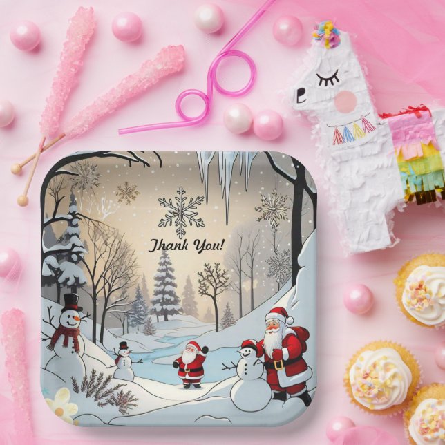"Snowmans goldenes Lächeln" Pappteller (Party)